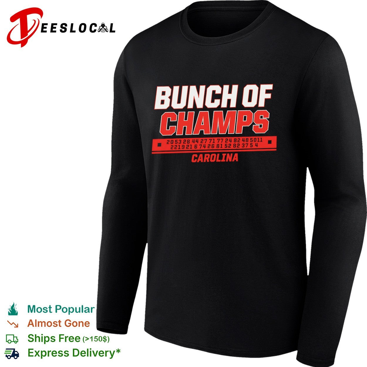 Bunch of Champs Carolina football numbers shirt