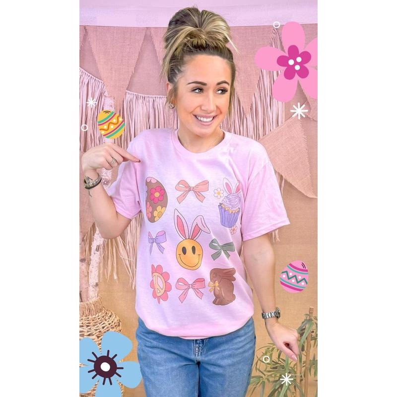 Bunnies and Bows Easter Graphic T-Shirt Hoodie Sweatshirt | PrintMintTees.com