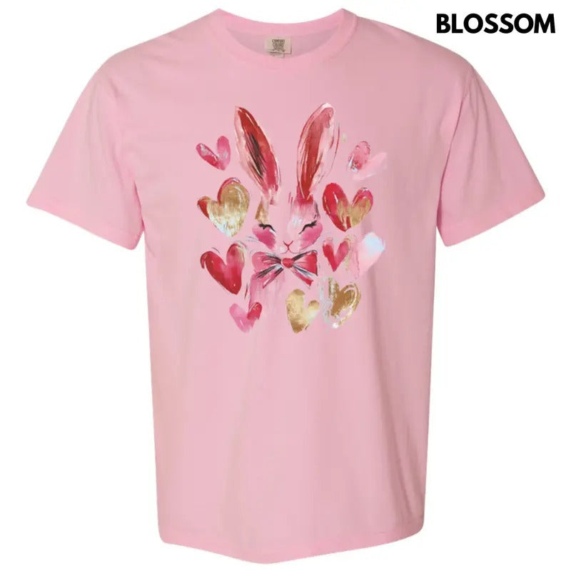 Bunny Gold Hearts Comfort Colors T-Shirt Hoodie, Sweatshirt | PrintMintTees.com