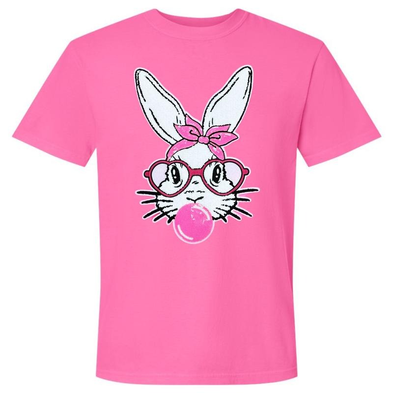 Bunny With Glasses Patch Comfort Colors T-Shirt Hoodie Sweatshirt | PrintMintTees.com