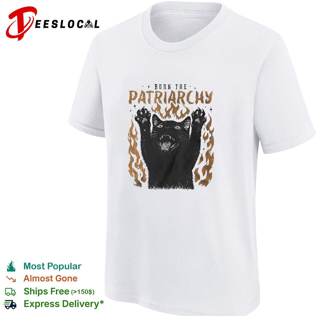 Burn the patriarchy black cat shirt