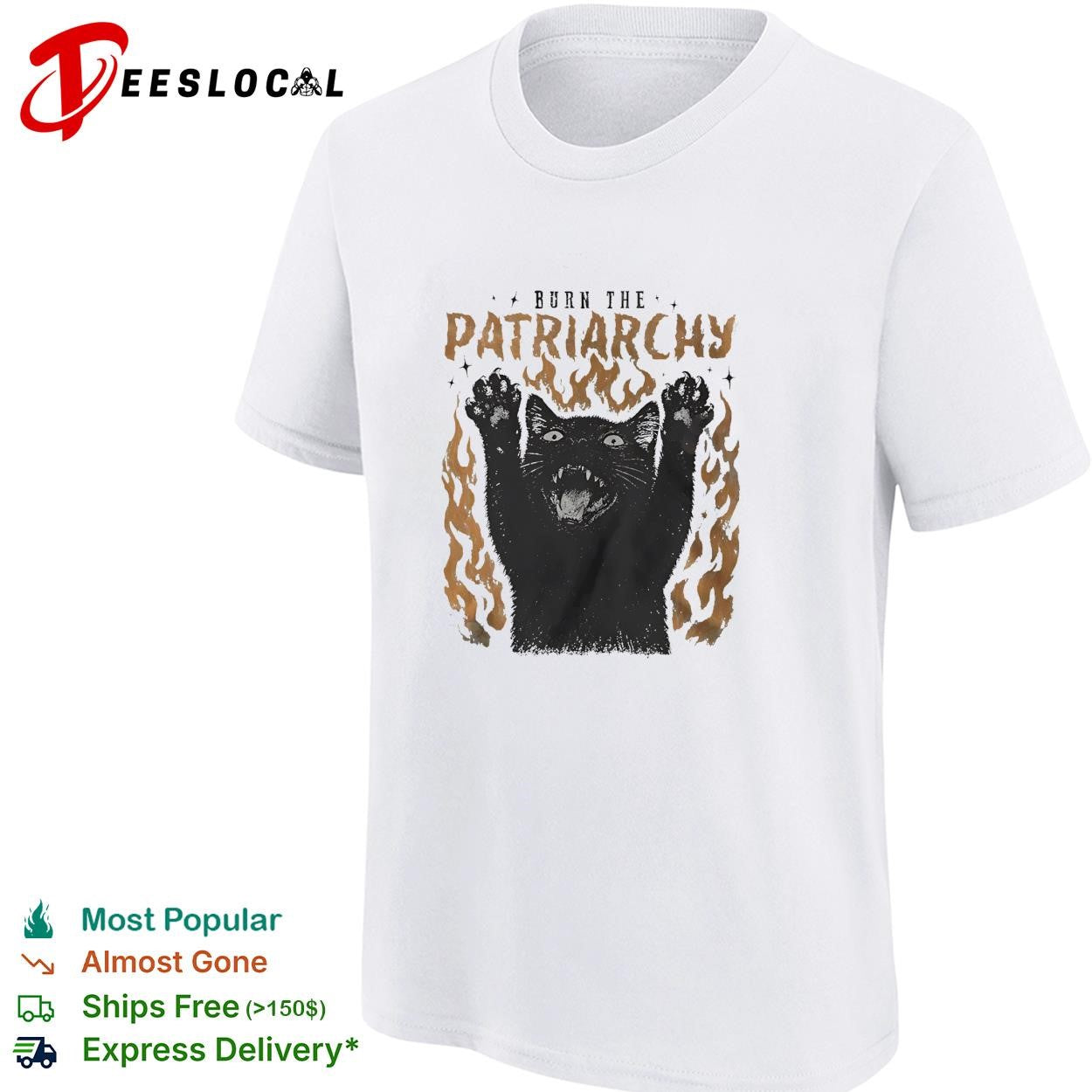 Burn the patriarchy black cat shirt