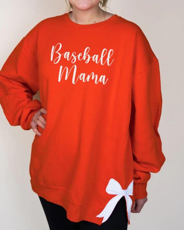 Burnt Orange Embroidered Side Bows Unisex NuBlend Crew Sweatshirt Shirt Hoodie | PrintMintTees.com