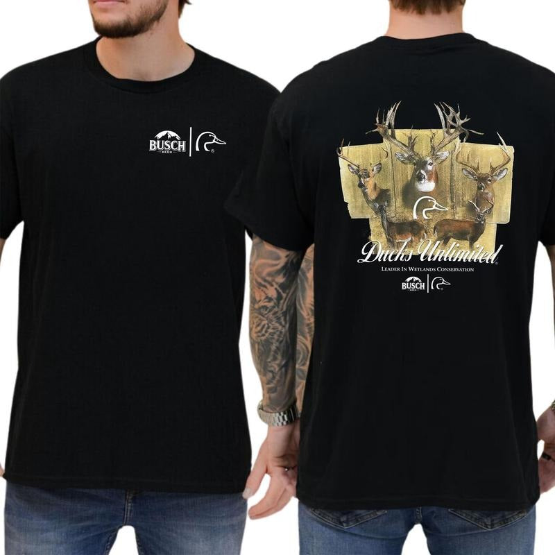 Busch Light Ducks Unlimited Buck T-shirt Soft Fabric Short Sleeve Shirt Cotton Top Menswear Hoodie Sweatshirt