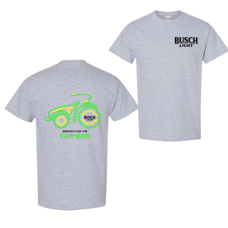 Busch Light Farmers Tractor 2-sided T-shirt, Busch Light T shirt Full Color For Men And Women Classic Cotton Hoodie...