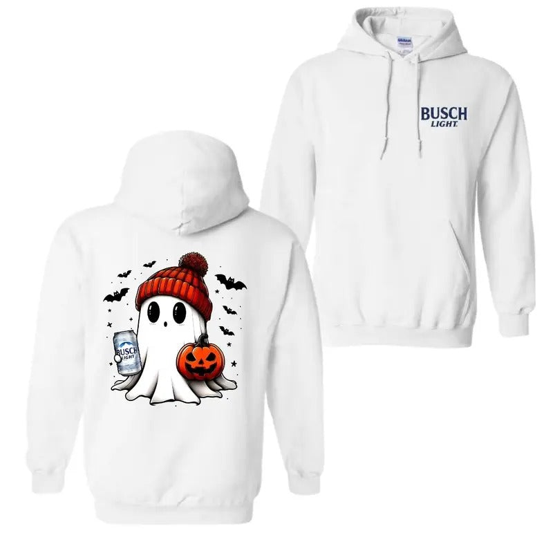 Busch Light Ghost Cute Pumpkin Halloween 2 Sided T-Shirt, Hoodie Trendy Sweatshirt | PrintMintTees.com
