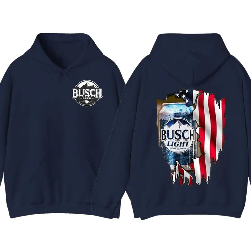 Bussch Light American Flag Can Scenic Logo Custom . Menswear Athletic T-Shirts, Hoodie, Sweatshirt