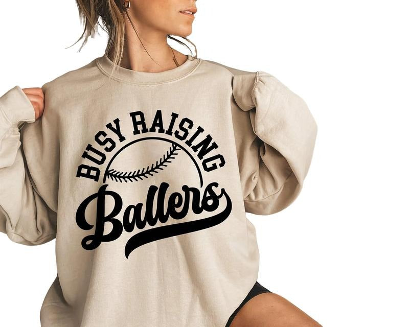 Busy Raising Ballers Sweatshirt, Baseball Mama, Sports Mom Sweater, Baseball Sweatshirt, Gifts For Baseball Fan, Baseball...