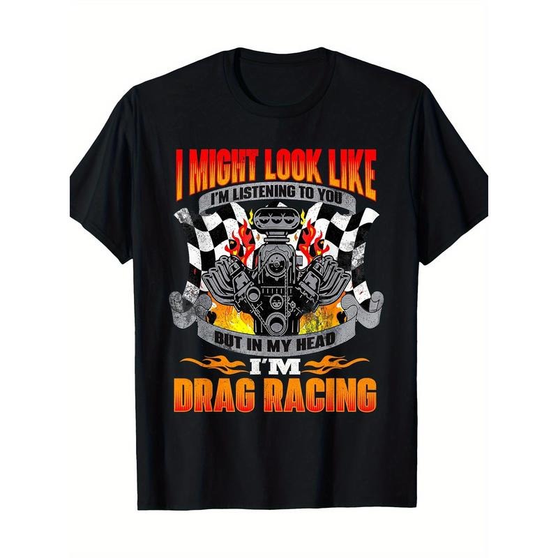 But In My Head I'm Drag Racing - Fun Drag Racing Racing T-shirt 100% Cotton Made in USA Hoodie Sweatshirt | PrintMintTees.com