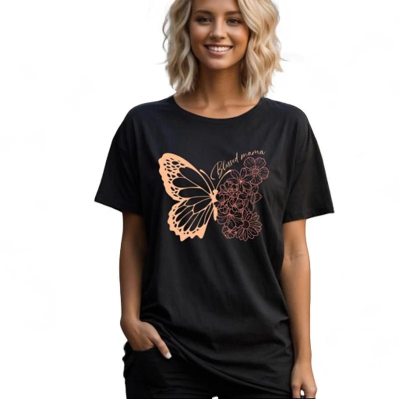 Butterfly Floral Blessed Mama Comfort colors Tee shirt Hoodie Sweatshirt | PrintMintTees.com