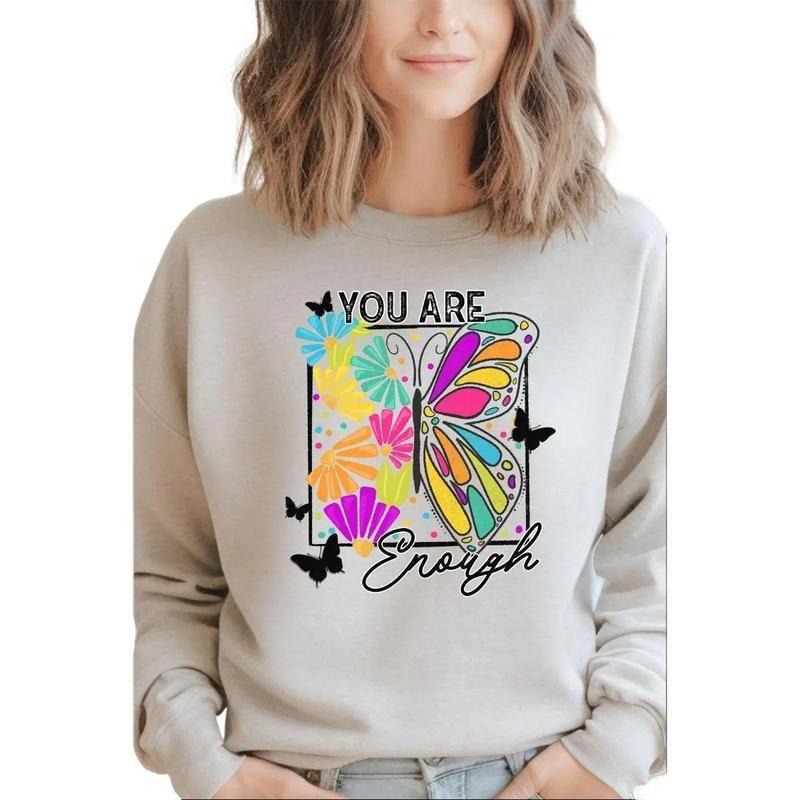 Butterfly You Are Enough Unisex NuBlend Crew Sweatshirt Shirt Hoodie | PrintMintTees.com