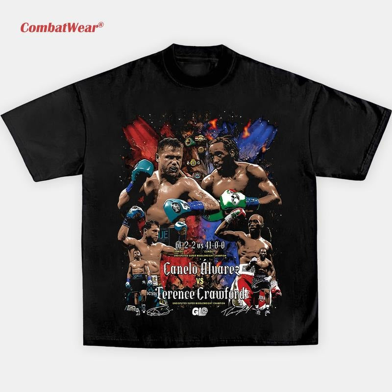 CANELO VS CRAWFORD Retro Fight Night Shirt Vintage Boxing Streetwear Boxing Fighters T-Shirts, Hoodie, Sweatshirt