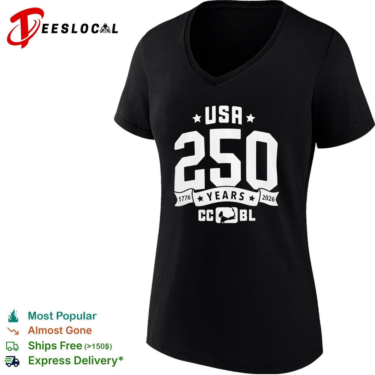 CCBL USA 250 years 1776 2026 batter logo shirt