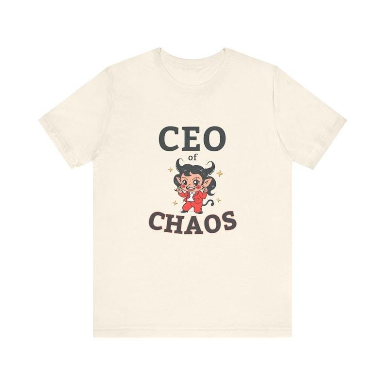 CEO of CHAOS Shirt, Retro Aesthetic Devil Mascot Graphic Tee, Funny Cute Businesswoman T-Shirt, Work Office Humor Top for...