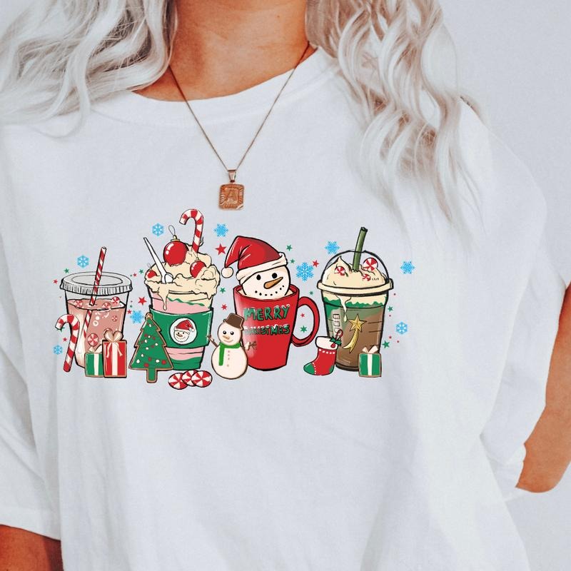 CHRISTMAS COFFEE T-SHIRT (COMFORT COLORS T-SHIRT, CASUAL SHIRT UNISEX, CHRISTMAS CLOTHING, GRAPHIC APPAREL, HOLIDAY...