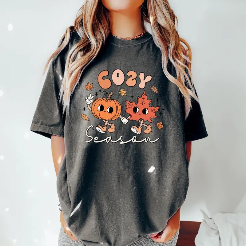 COZY SEASON SHIRT (COMFORT COLORS T-SHIRT, CAUSAL SHIRT UNISEX, FALL CLOTHING, GRAPHIC APPAREL) Cotton Fabric Hoodie...