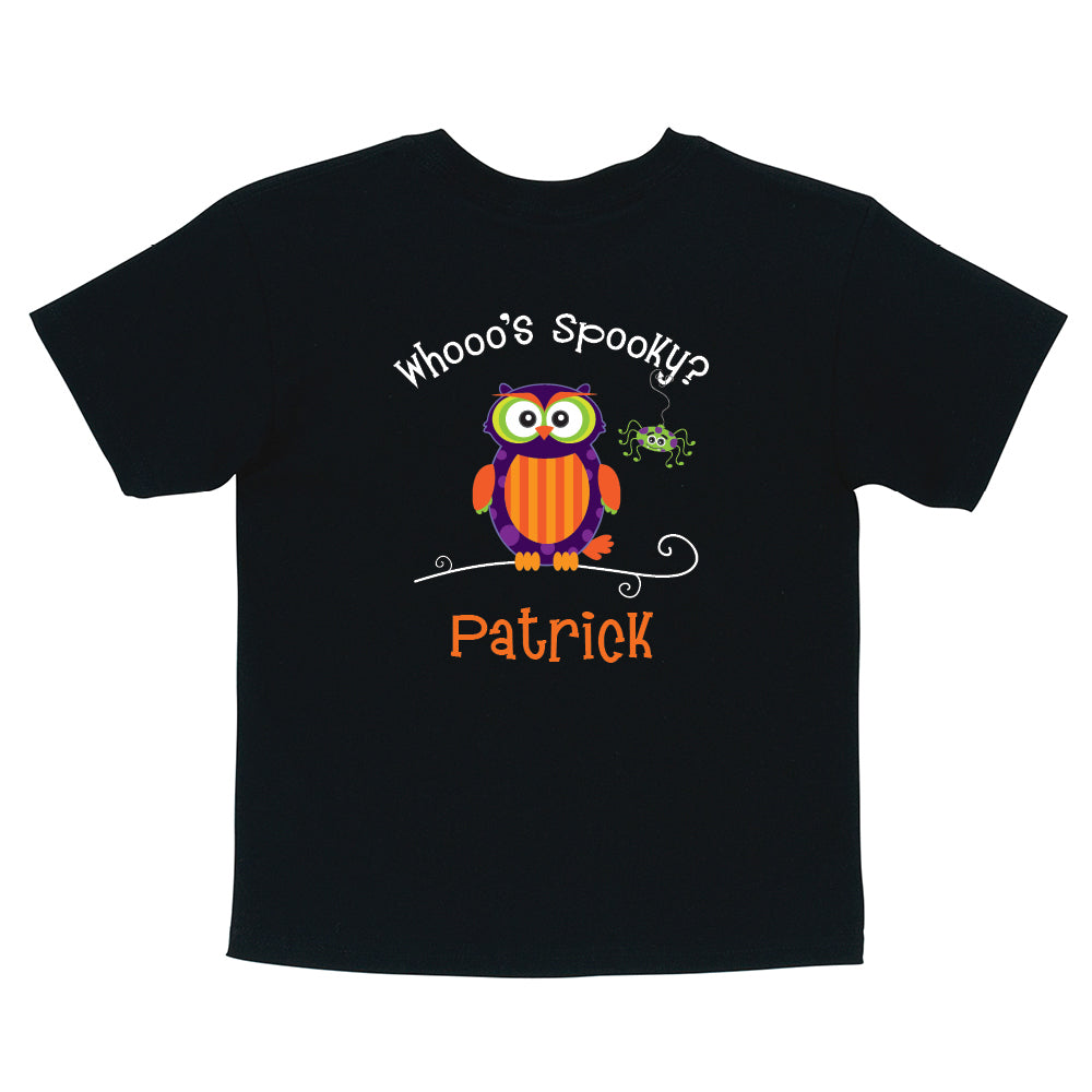 Whooo's Spooky? Personalized Black T-Shirt