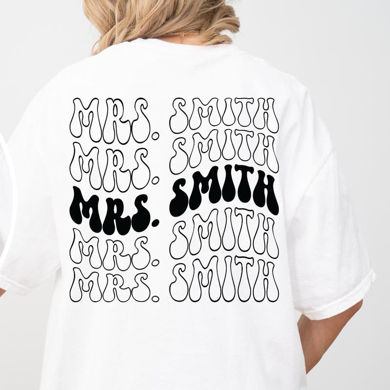CUSTOM LAST NAME SHIRT (COMFORT COLORS T-SHIRT, CASUAL SHIRT UNISEX, BRIDE T-SHIRT) Comfortable Fit Hoodie Sweatshirt