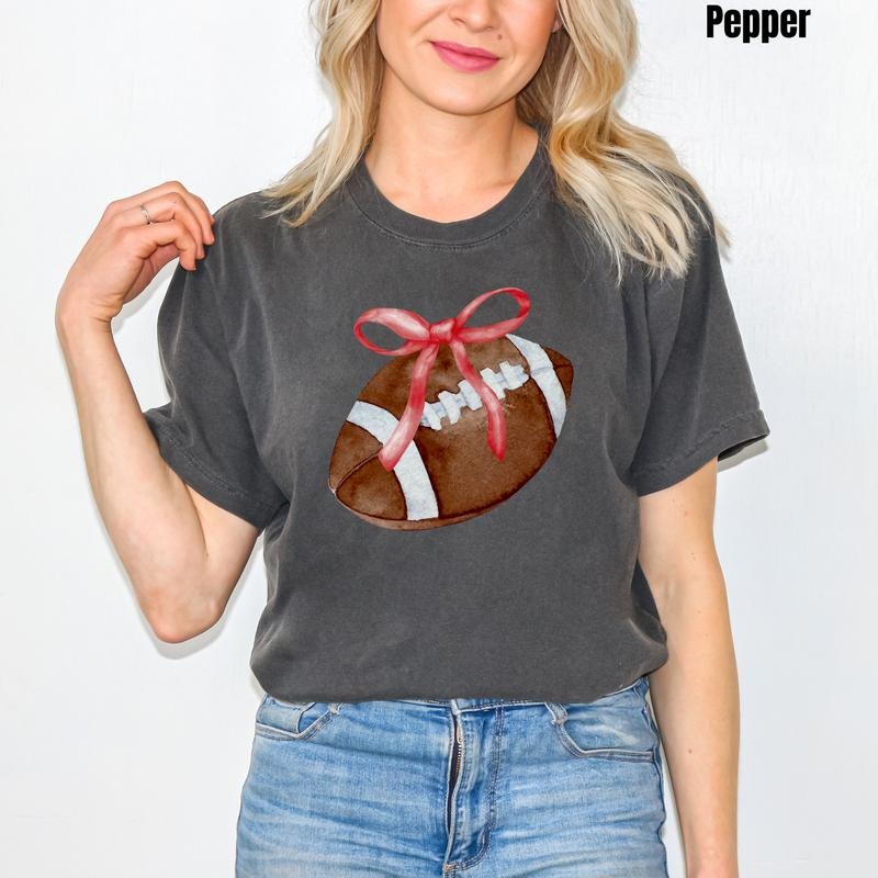*CUSTOMIZABLE* Bow & Football Comfort Colors T-Shirt 'NLB' Hoodie Sweatshirt | PrintMintTees.com