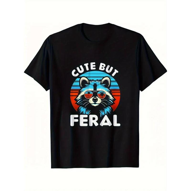 CUTE BUT FERAL Funny Sayings Graphic T-Shirt for Men Women, Christmas Thanksgiving Birthday T-Shirt Gift for Men Women...