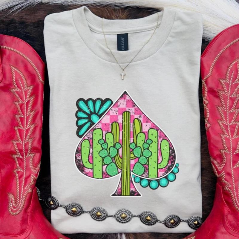 Cactus Spade Tee, graphic tees women, western outfits women, western tops clothing, rodeo cowgirl outfits women, country...