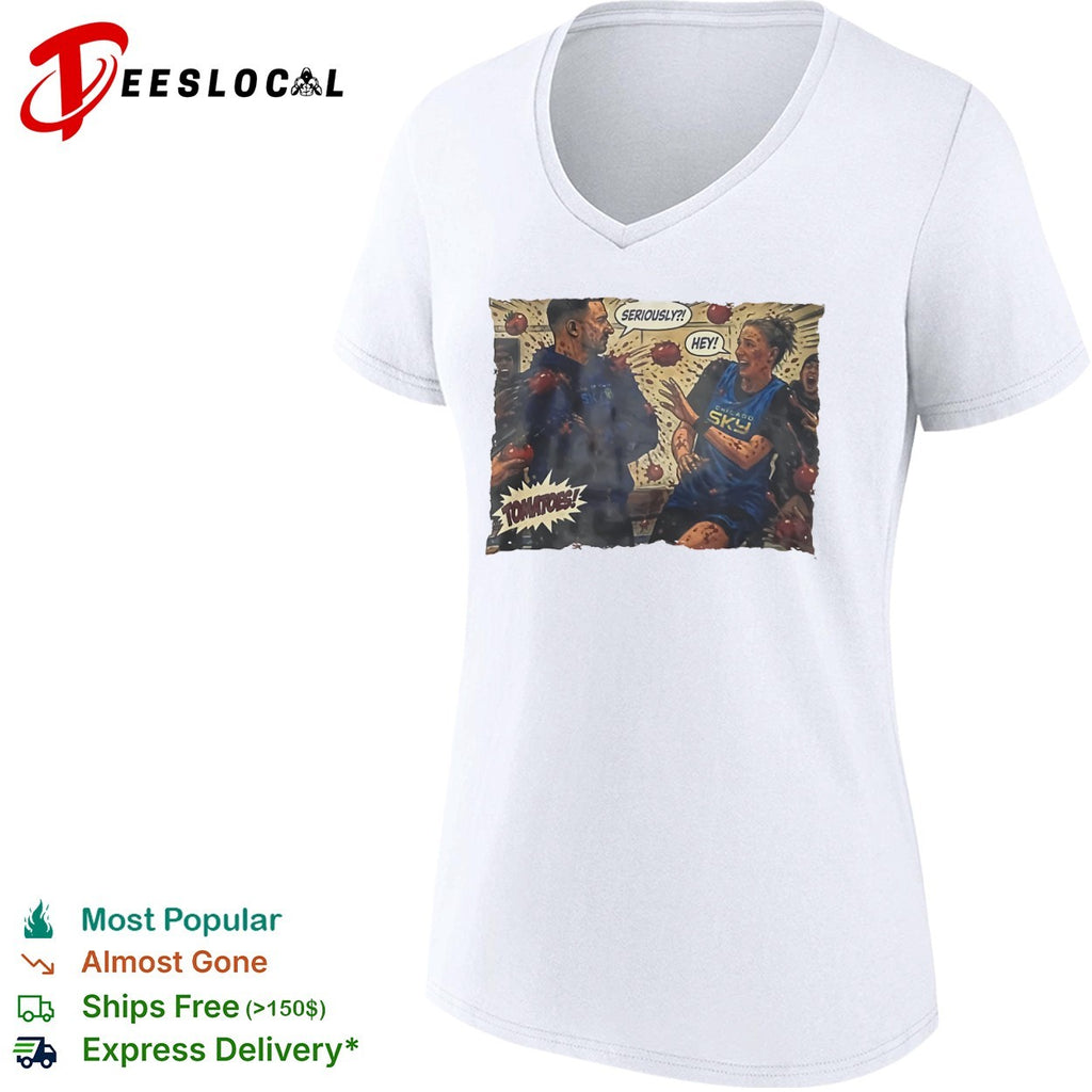 Caitlin Clark Chicago Sky WNBA Seriously Hey Tomatoes Shirt