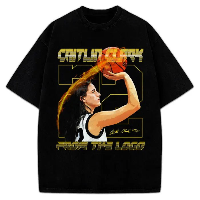 Caitlin Clark T-Shirt From The Logo Custom Fan Art Graphic Tee Crewneck Cotton Menswear Top Hoodie Sweatshirt