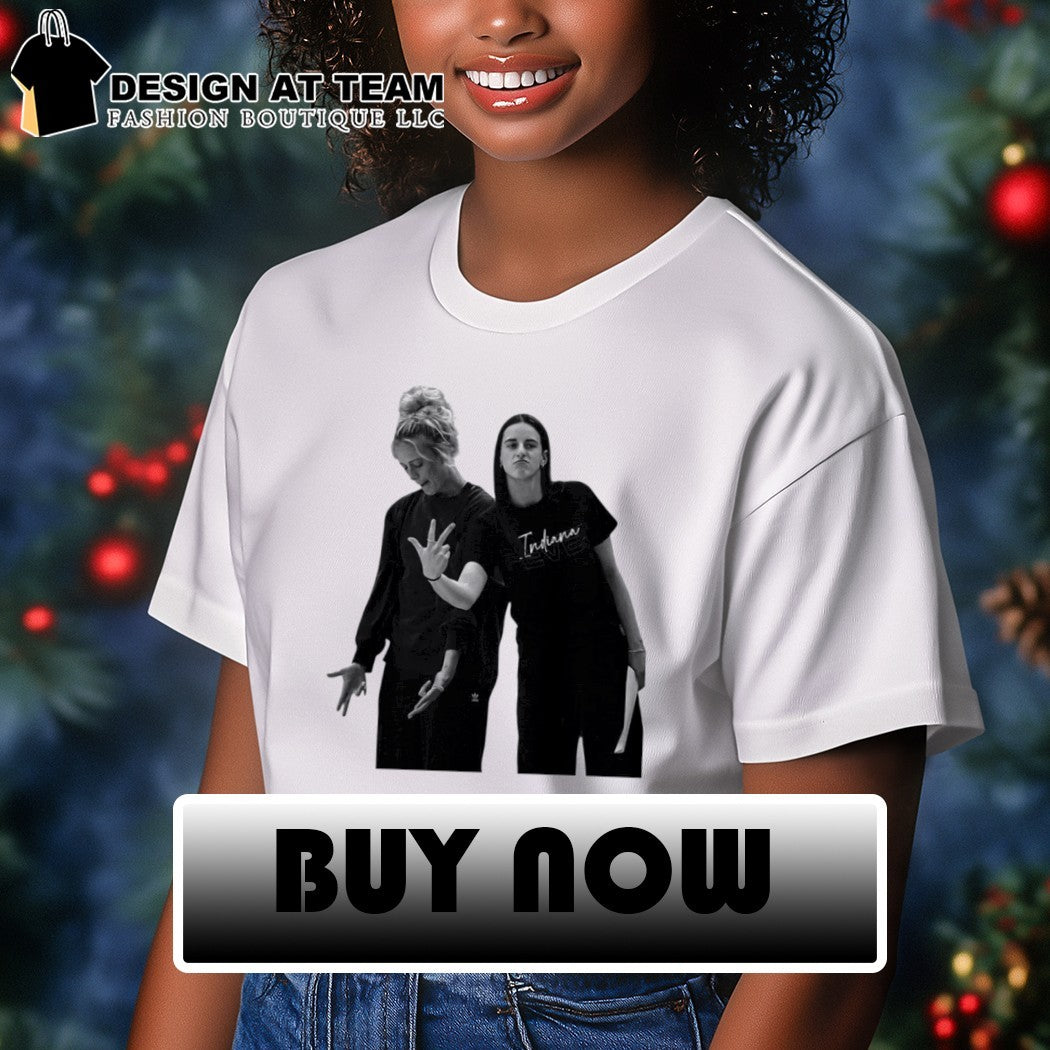 Caitlin Clark and Sophie Cunningham Black and White Duo Photo white shirt