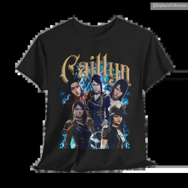 Caitlyn Arcane T-Shirt, Unisex Vintage Streetwear League of Legends Shirt , Global Trending Outfits Hoodie Sweatshirt