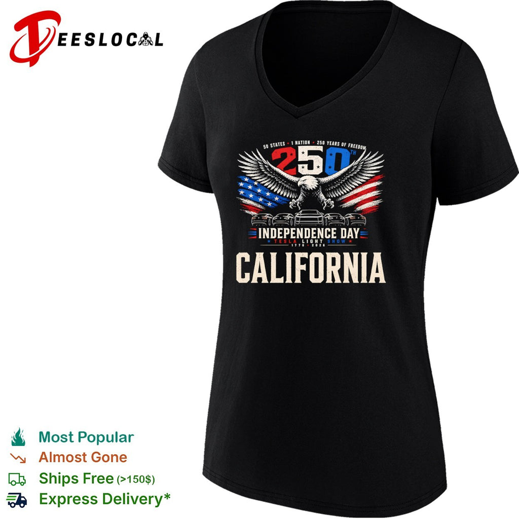 California 250th Independence Day Tesla Light Show 1776 2026 States Nation shirt
