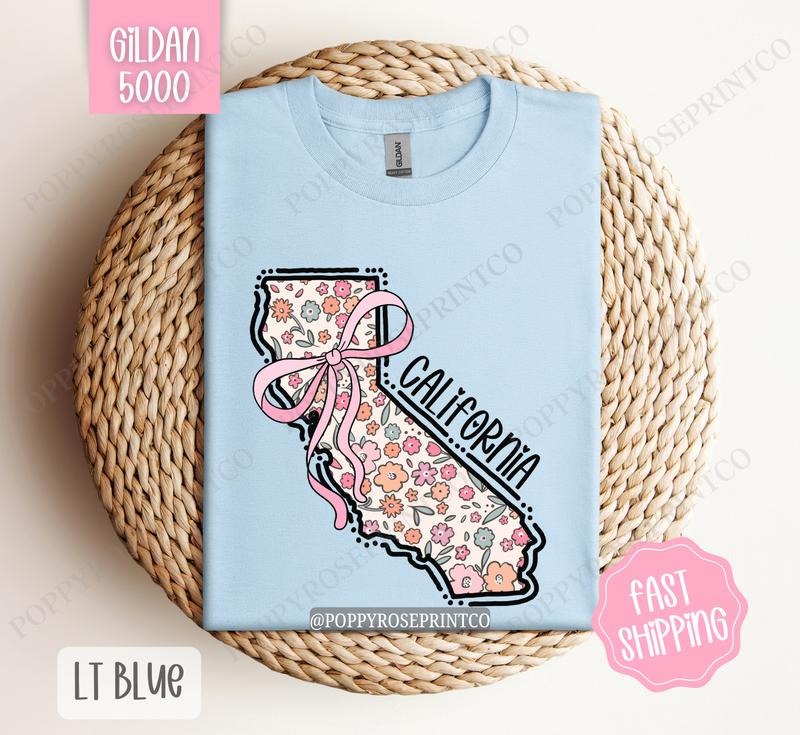California Gildan Cute California State Shirt California Floral Bow Shirt Hoodie Sweatshirt