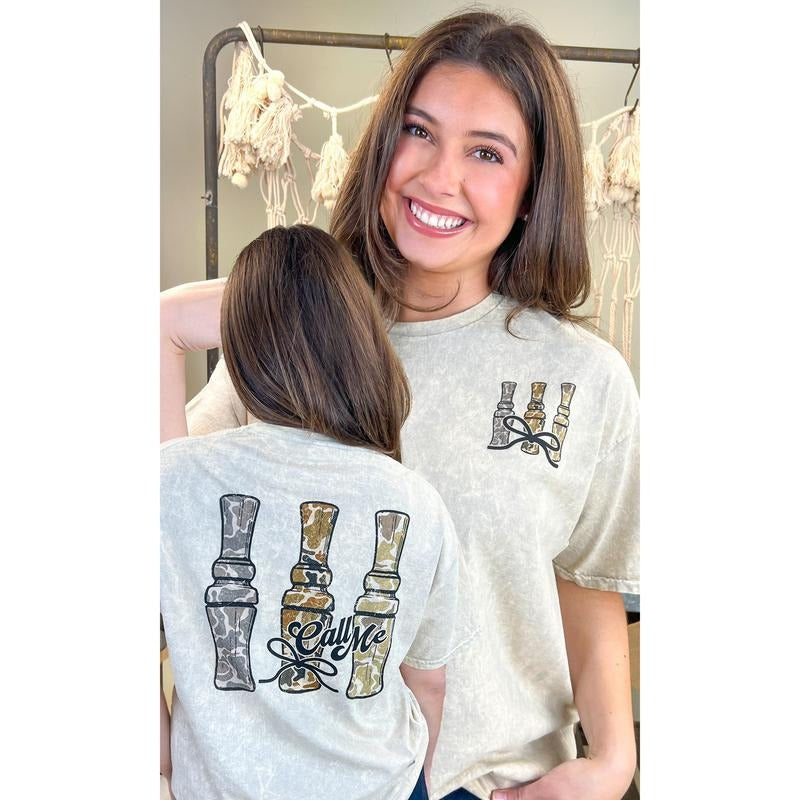 Call me Duck Calls Mineral Washed Graphic Shirt Hoodie Sweatshirt | PrintMintTees.com