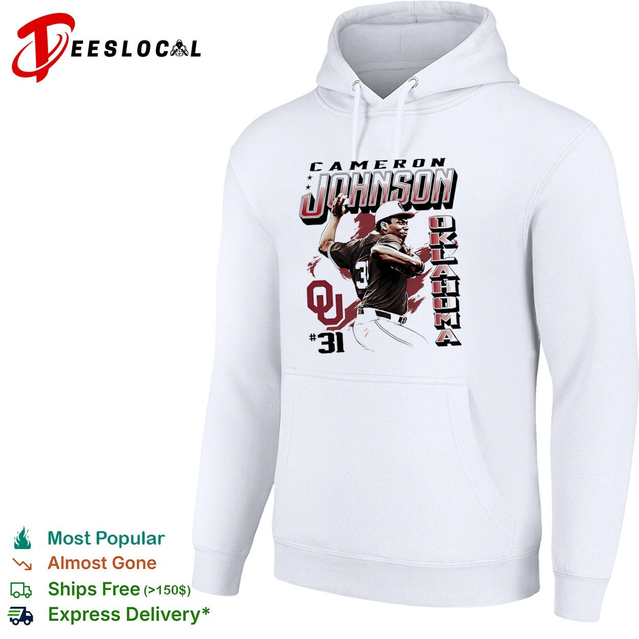 Cameron Johnson 31 Oklahoma Sooners baseball pitcher shirt
