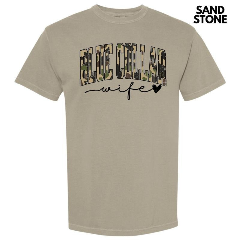 Camo Blue Collar Wife Comfort Colors T-Shirt 'NLB' Hoodie Sweatshirt | PrintMintTees.com