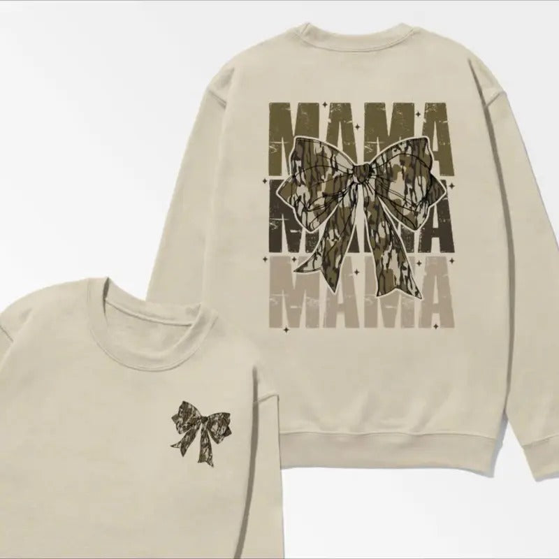 Camo Bow Shirt, Camo Mama Shirt, Camo Coquette Bow Shirt Old School Camo Shirt Sweatshirt Hoodie Cotton Womenswear...