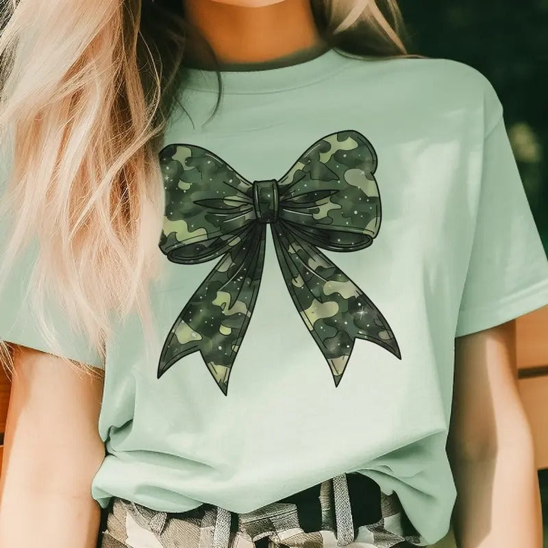 Camo Bow Camo Bow Girly Camo Bow Girly Camouflage Bow Coquette Coquette Camo Tops Hunting Girly Shirt Hoodie Sweatshirt