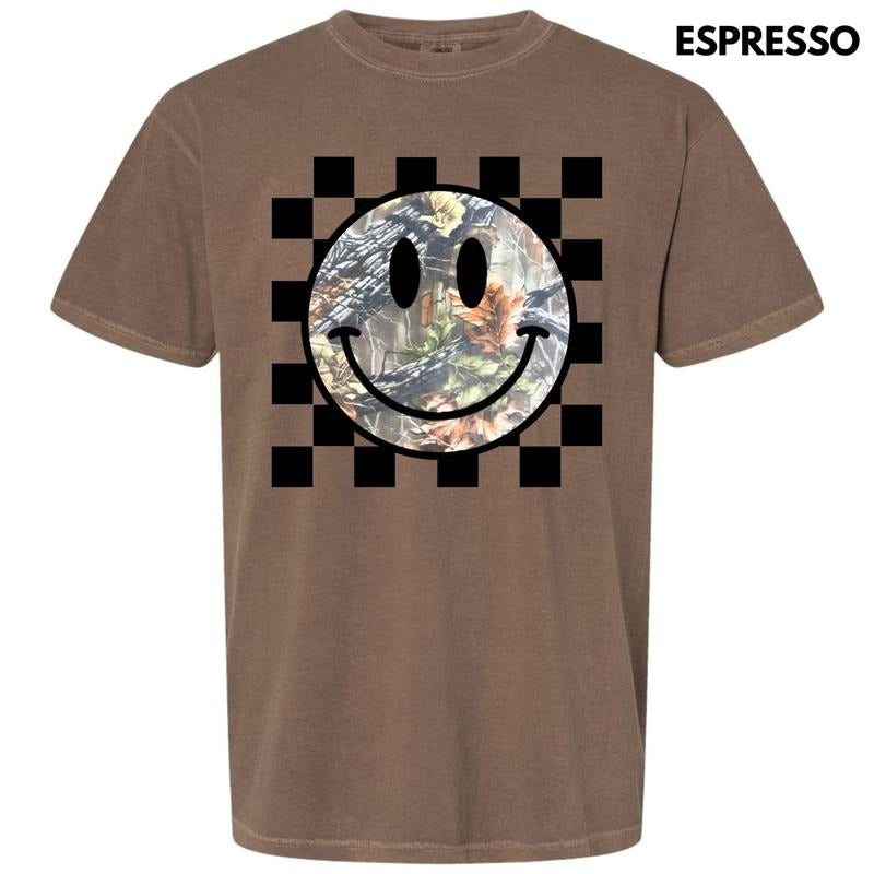 Camo Checker Happy Face Comfort Colors T-Shirt 'NLB' Hoodie Sweatshirt | PrintMintTees.com