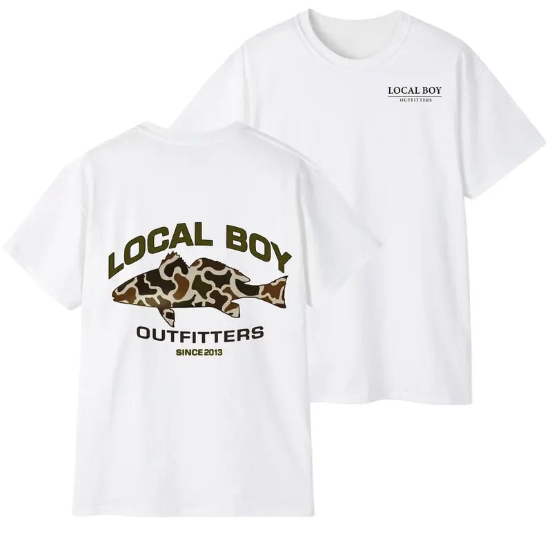 Camo Fish T-Shirt with 'Since 2013' Statement for Hunting and Fishing Fans - Menswear, T-Shirt Trendy Hoodie Sweatshirt