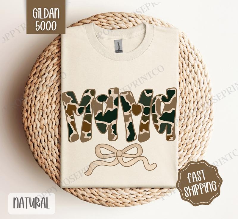 Camo Mama Shirt Gildan, Women's Tee, Cute Camo Women's Tshirt Plus Sizes Hoodie, Sweatshirt | PrintMintTees.com