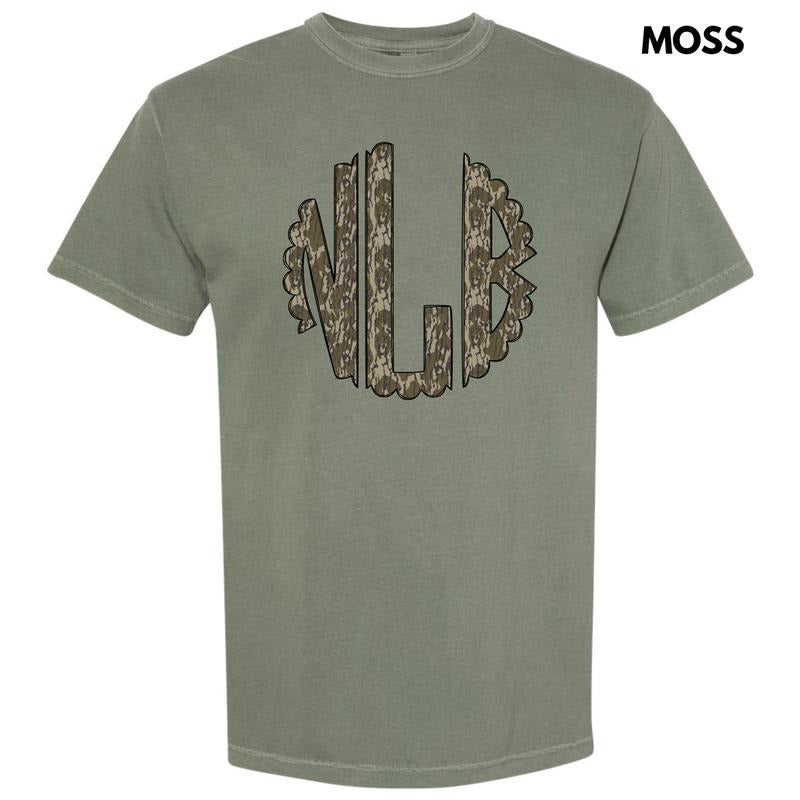 Camo Print Monogram Comfort Colors T-Shirt 'NLB' Hoodie Sweatshirt | PrintMintTees.com