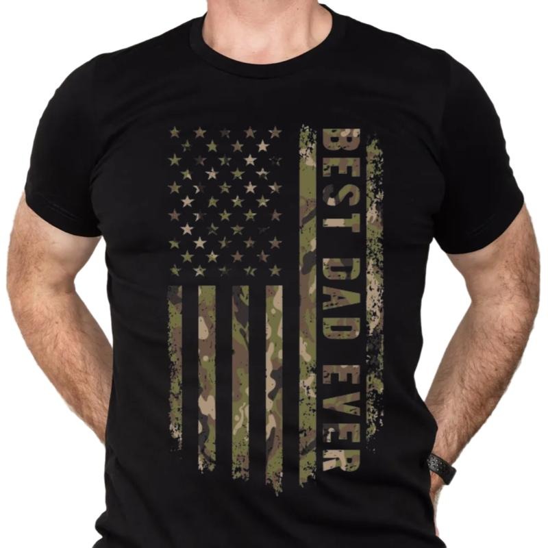Camouflage American Flag Tshirt For Men, Best Dad Ever Tshirt, Fathers Day Gift, Husband Tee, Gift For Dad From Son...