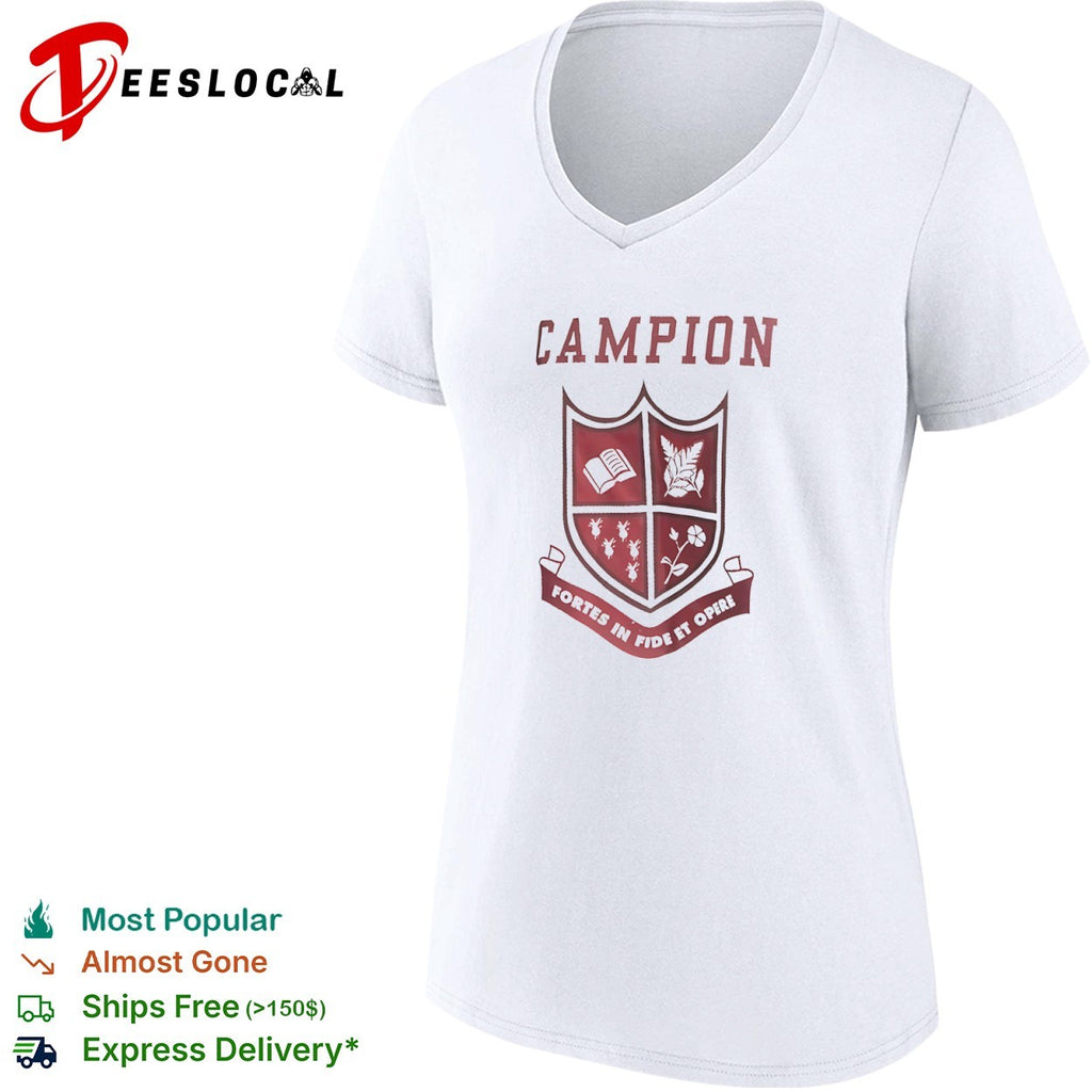 Campion Fortes in fide et opere crest shirt