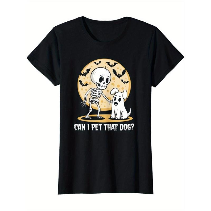 Can I Pet That Dog? Skeleton Ghost Dog Full Moon Halloween Men's T-Shirt made in usa Hoodie Sweatshirt | PrintMintTees.com