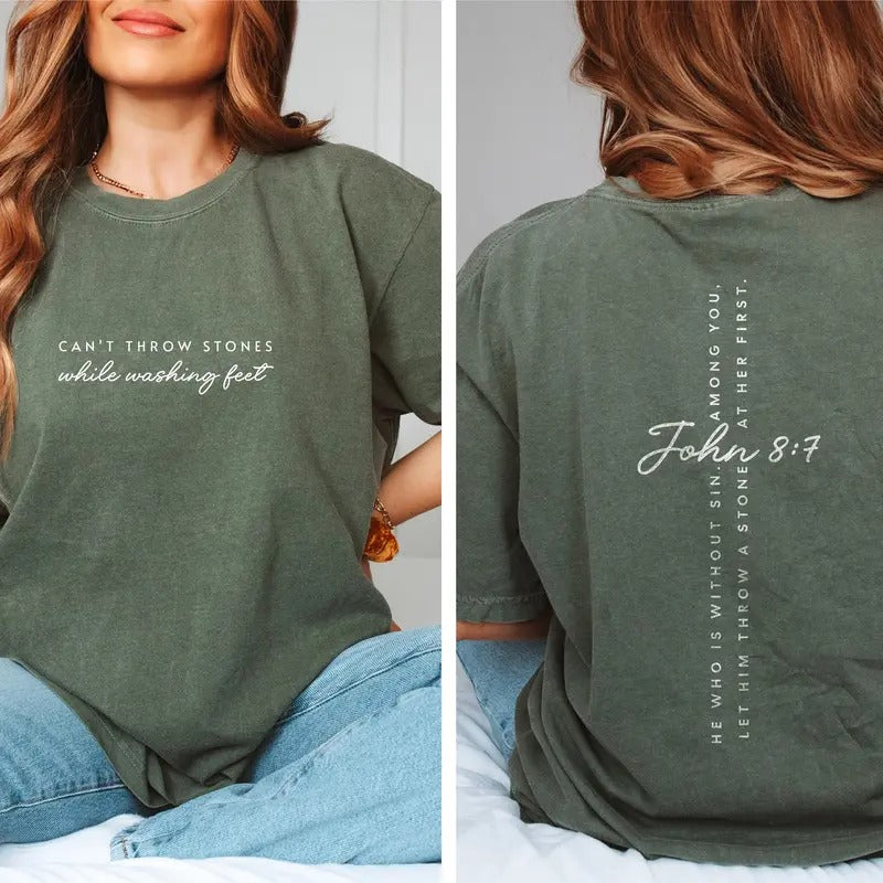 Can't Throw Stones While Washing Feet Christian Shirts Christian Tshirts Bible Verse Shirt Christians T Shirts Jesus...