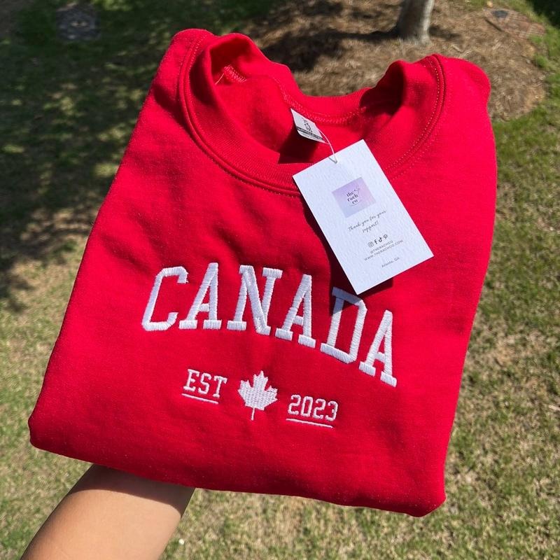 Canada Embroidered Sweatshirt T-Shirts, Hoodie | PrintMintTees.com