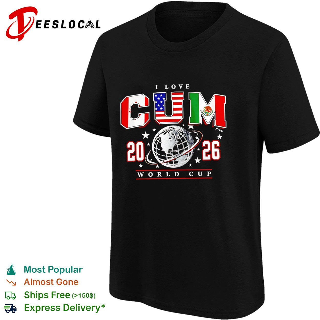 Canada USA Mexico World Cup globe I love cum 2026 shirt