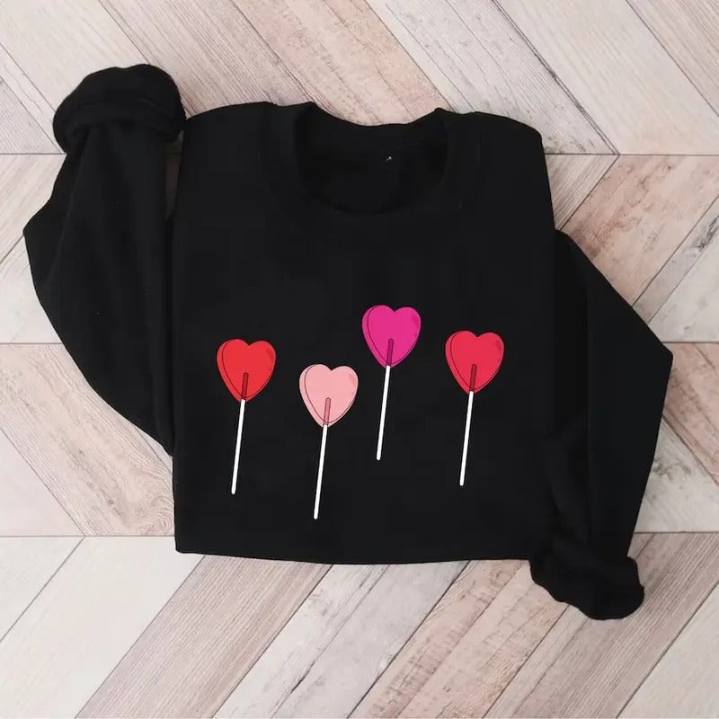 Candy Heart Sweatshirt, Heart Sucker Sweatshirt, Valentines Day Sweatshirt, Cute Valentines Sweatshirt, Valentine Graphic...