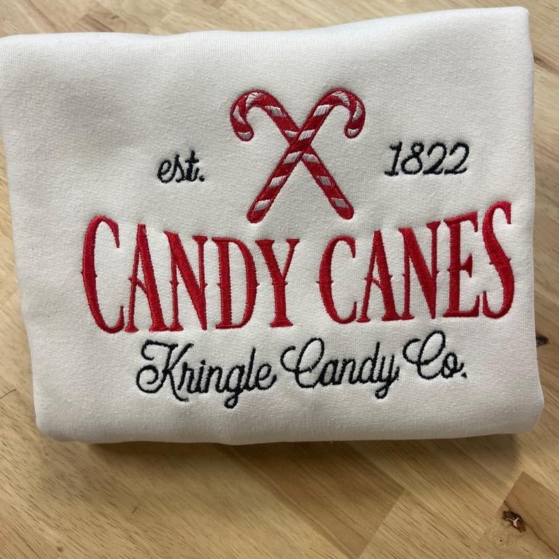 Candy cane embroidered sweatshirt T-Shirts, Hoodie | PrintMintTees.com