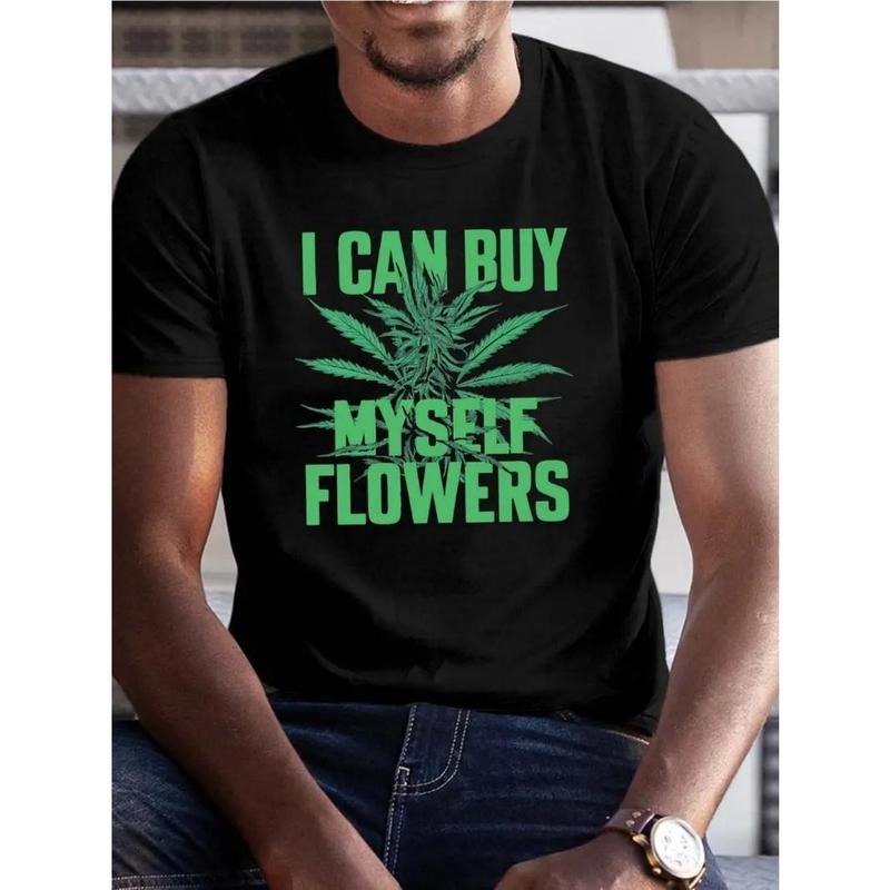 Cannabis Flowers Graphic Print for Men Women Couple Fashion T-Shirt, Street Short Sleeve Cotton T-Shirt, Comfort-Fit Crew...