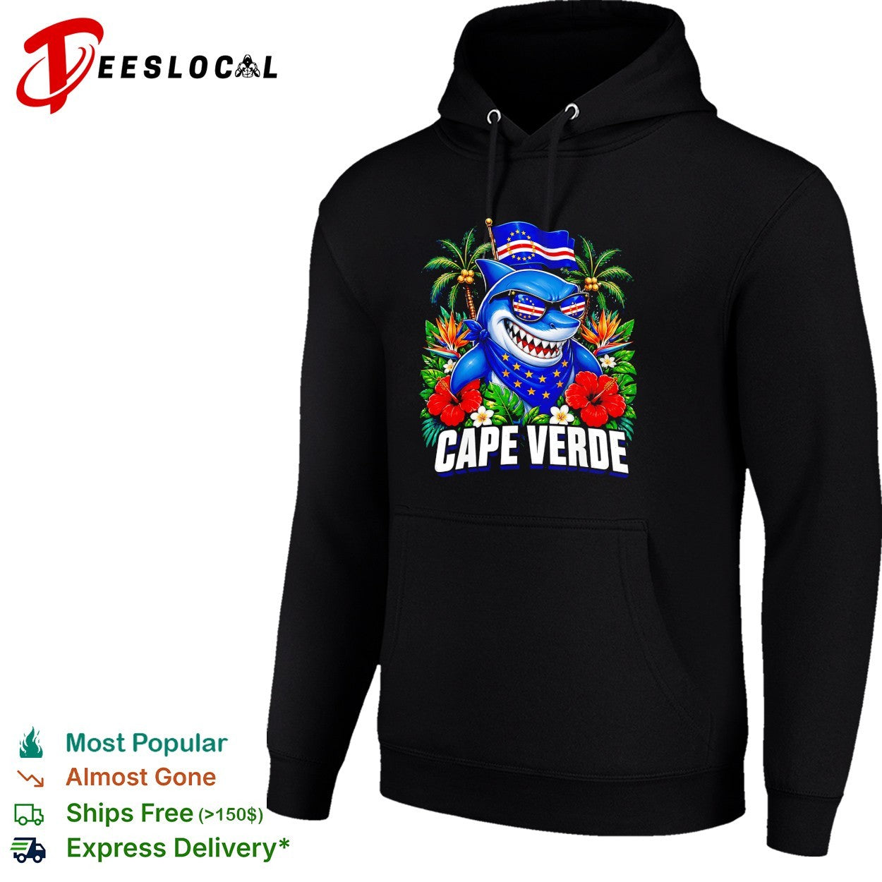 Cape Verde shark holding flag shirt